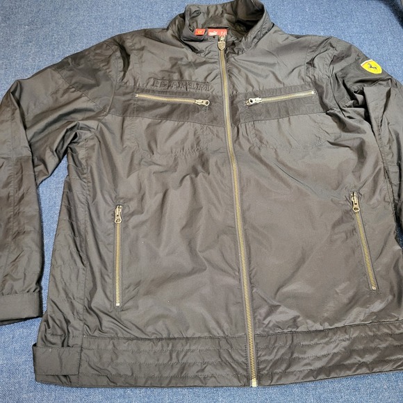 Puma Scuderia Ferrari Mens XL Black Full Zip Racing Nylon Jacket Mesh Line